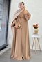 Double Abaya Set with Elastic Sleeves – Mink