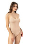 Women's Cotton Rope Strap Wide Neckline Skin-Tone 2-Piece Snap-On Bodysuit - 3