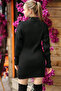 Half Turtleneck Zippered Collar Long Sleeve Ribbed Skirt Elastic Stylish Mini Knitwear Dress Tunic - 2