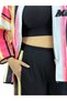 Plus Size Women's Viscose Stone Embroidered Capri Sleeve Zippered Sports Stylish Two-Piece Suit - 3