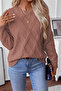 Women's Cinnamon Knitwear Sweater Round Neck Long Sleeve Knit Patterned Modern Winter