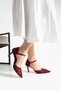 Burgundy Women's Lace Detailed Heeled Shoes [7] cm - 4
