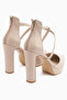 Naomi Beige Belted Platform Heeled Women's Shoes - 5