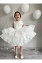 Girl's Knee Length Layered Fluffy Carolin Party Evening Dress + Buckle - 3