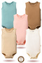 100% Organic Cotton Snap Fastener Sleeveless Baby Bodysuit 5-Pack - 2