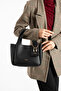 Faux Leather Handbag 3 Compartments Adjustable Shoulder Strap 24X20X13 cm with Accessories