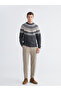 Crew Neck Patterned Men's Knitwear Sweater - 2