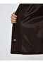Brown wool blend women's checkered jacket with scarf - 4