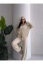 Women's Hooded Double Zippered Hair Knitwear Set - 5