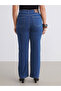 Navy Blue Plus Size Wideleg Women's Jean Pants from Plus-Store - 5