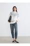 Ecru Mock Neck Patterned Women's Knitwear Sweater from Plus-Store - 2