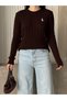 Women's Crew Neck Embroidery Detailed Hair Knit Sweater - 6