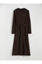 Crew Neck Belted Knit Dress - 5