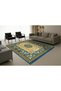 Mosso Beige Blue Themed Classic Floral Patterned Woven Base Modern Decorative Carpet Mosso2129 - 3