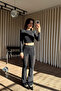 Black Glitter High Waist Flare Pants - 2