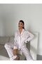 Digital Ribbon and Flower Printed Pajama Set with Buckle - 5