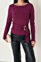 Women's Side Tie Buckle Blouse – Magenta Twist - 4