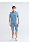 Blue Polo Neck Short Sleeve Men's Textured T-Shirt from Plus-Store - 2