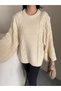 Women's Hair Knit Wide Sleeve Oversized Sweater - 5
