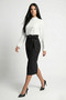 Women's Bow Detail Silvery Fabric Midi-Length Pencil Evening Dress Skirt