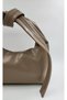 Women's Shoulder Bag with Knotted Handle, Zipper, Soft Faux Leather, Daily Use Beige Bag - 4