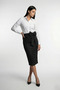 Women's Bow Detail Silvery Fabric Midi-Length Pencil Evening Dress Skirt - 4