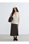 Ecru v-neck lace detailed Oversized women's knit sweater - 4