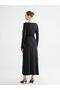 Boat Neck Gathered Dress (W5) - 5