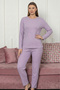 Thick Winter Interlock Striped Long Sleeve Knit Pajama Set - 2