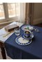 Set of 2 Embroidered Bird Pattern Round Cocktail Napkins - Pip Studio Compatible Blue Presentation Napkin 15cm - 4