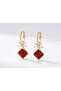 Burgundy Dangle Gold Women's Earrings with Sparkling Flower Detail |   Silver Needle |   Special Boxed