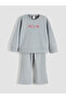 Gray Crew Neck Girls' Sweatshirt and Pants (S6) - 3