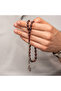 Silver Brown Kazaz Tassel-Adorned Crimped Amber Prayer Beads - 4