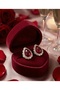 Damla Form Gold Women's Earrings with Burgundy Stone Detail |   Silver Needle |   Special Boxed - 2