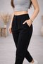 Women's High Waist Carrot Cut Black Fabric Trousers with Pocket Detail - 2
