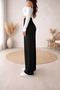 Women's High Waist Wide Leg Black Fabric Trousers Palazzo Wide Leg - 5