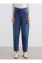 Two Mt Shop Quality Lcw Modest Indigo Denim Straight Balloon Fit High Waist Narrow Leg Women's Jean Pants - 2
