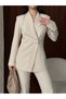 Single Button Asymmetric Jacket Pants Set