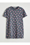 Gray Crew Neck Heart Patterned Women's Nightgown - 5