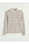 Brown Stand Collar Striped Women's Bodysuit - 5