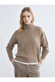 Beige Half Turtleneck Oversize Women's Knitwear Sweater - 7