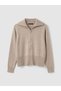 Alita City Lcw Modest Beige Knitwear Plain Women's Cardigan with a Difference - 5