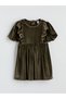 Alita City Lcw Kids Green Velvet Plain Girls' Dress with a Difference - 2