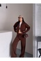 Women's Half Turtleneck Double Zipper Pocket Knitwear Set - 7