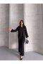 Women's Polo Neck Corded Fabric Bottom-Top Knitwear Set