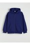 Gencc Quality Lcw Kids Navy Blue Hooded Girls' Thick Zippered Sweatshirt
