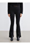 Black High Waist Flared Women's Leggings Pants - 2