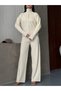 Women's Half Turtleneck Double Zipper Pocket Knitwear Set - 7