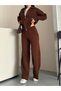 Women's Half Turtleneck Double Zipper Pocket Knitwear Set - 5