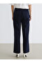 Create your style with uzg store: navy blue pleated women's pants with elastic waistband - 4